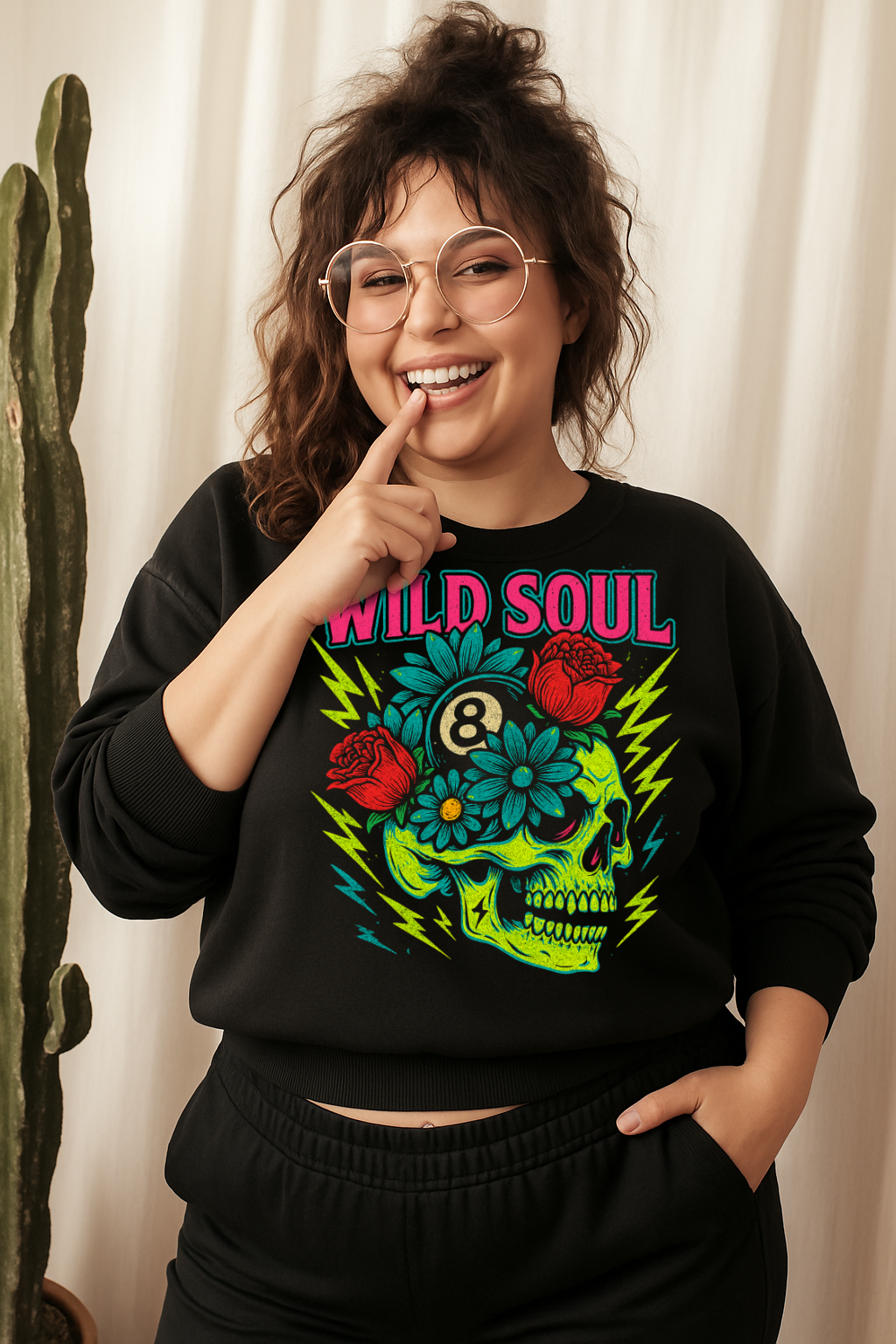 DTF Transfer Wild Soul – Neon Skull, Flowers & Lightning Tattoo Style