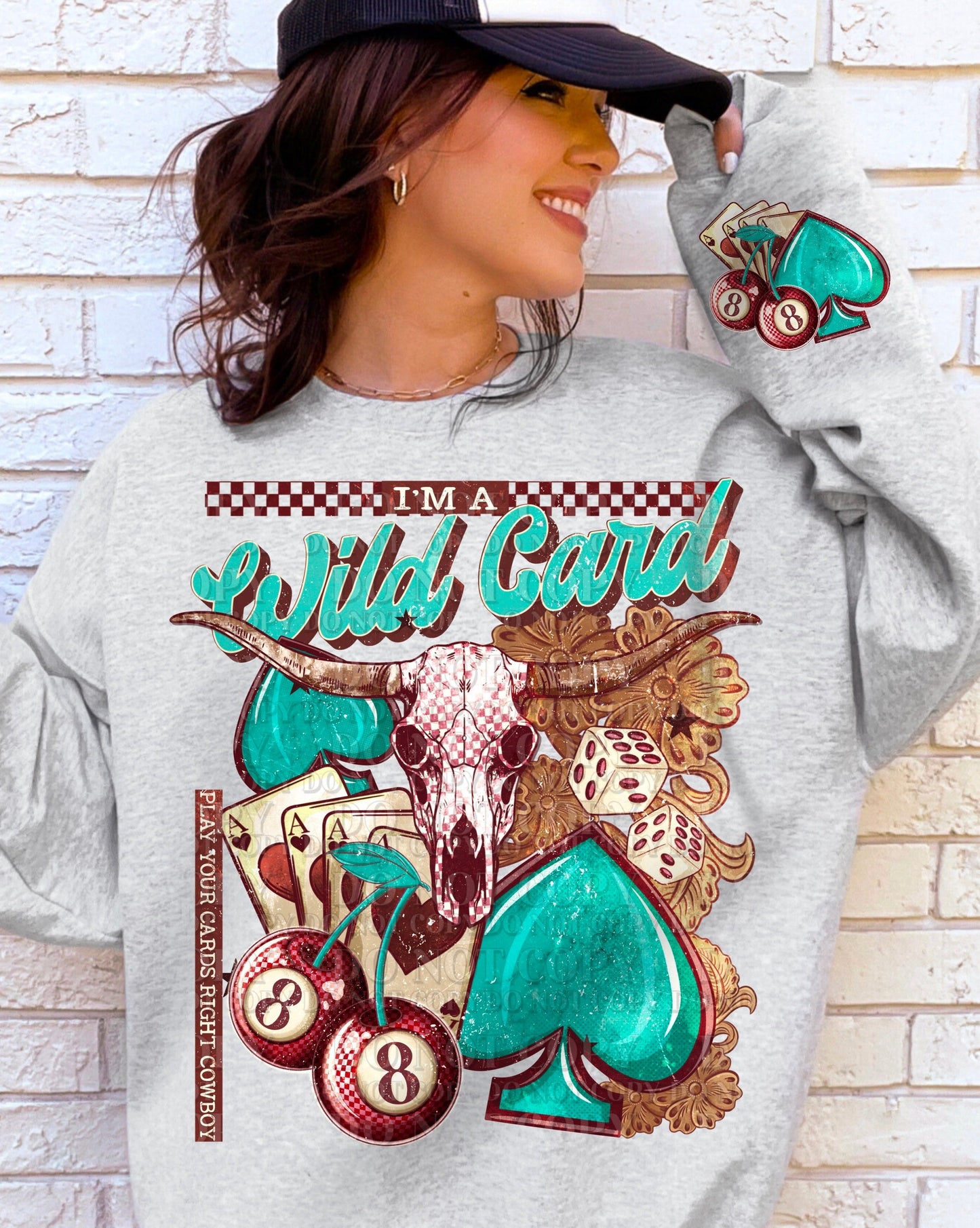 T-Shirt Sweatshirt Hoodie Country Wild Card Vintage Style Jumbo Size W/ Sleeves  ..