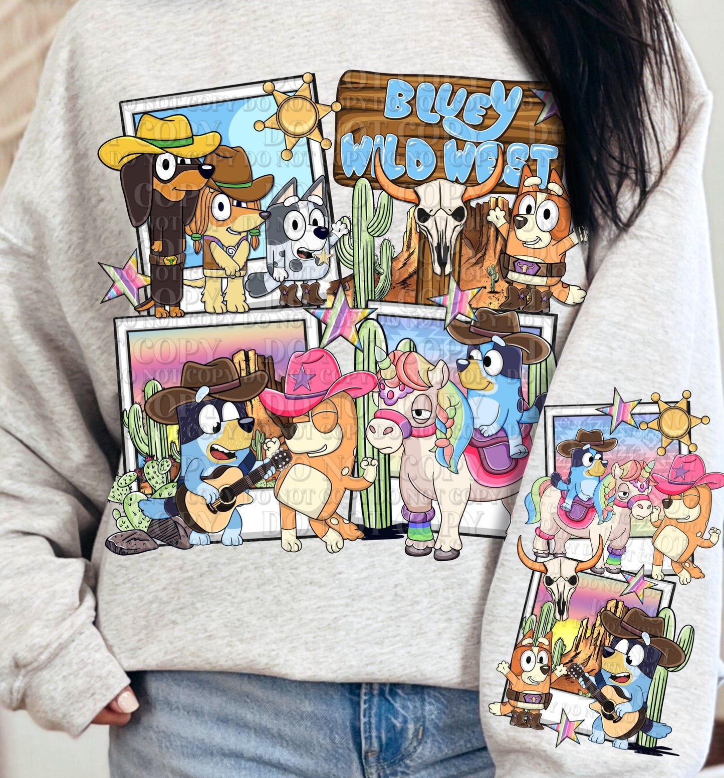 DTF Transfer Western Bluey Wild West - Jumbo Offered
