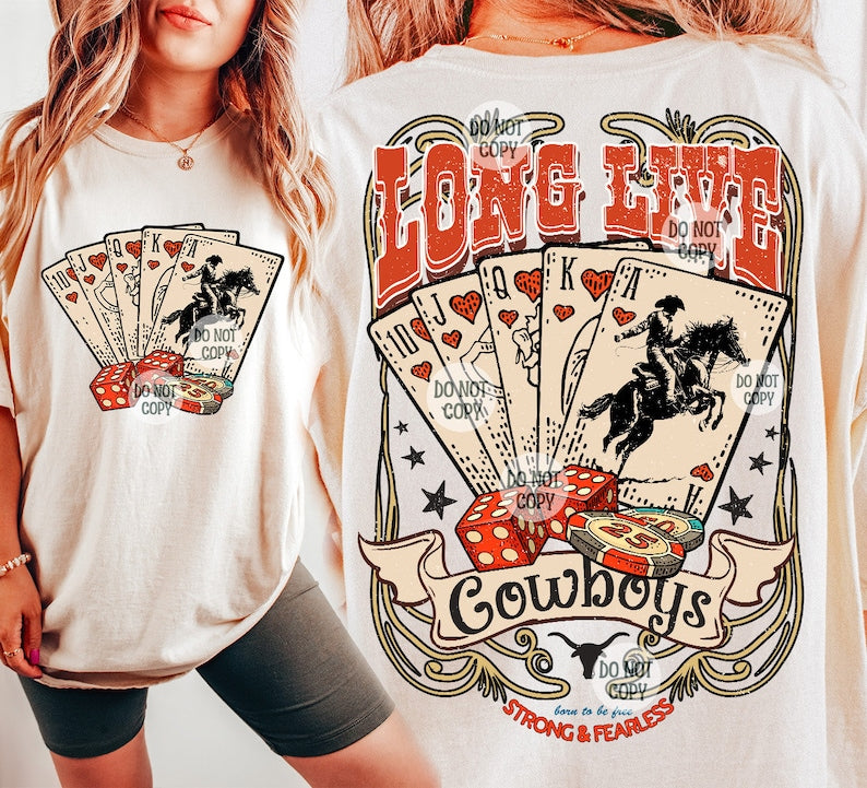 DTF Transfer Long Live Cowboys Western Poker & Rodeo Design