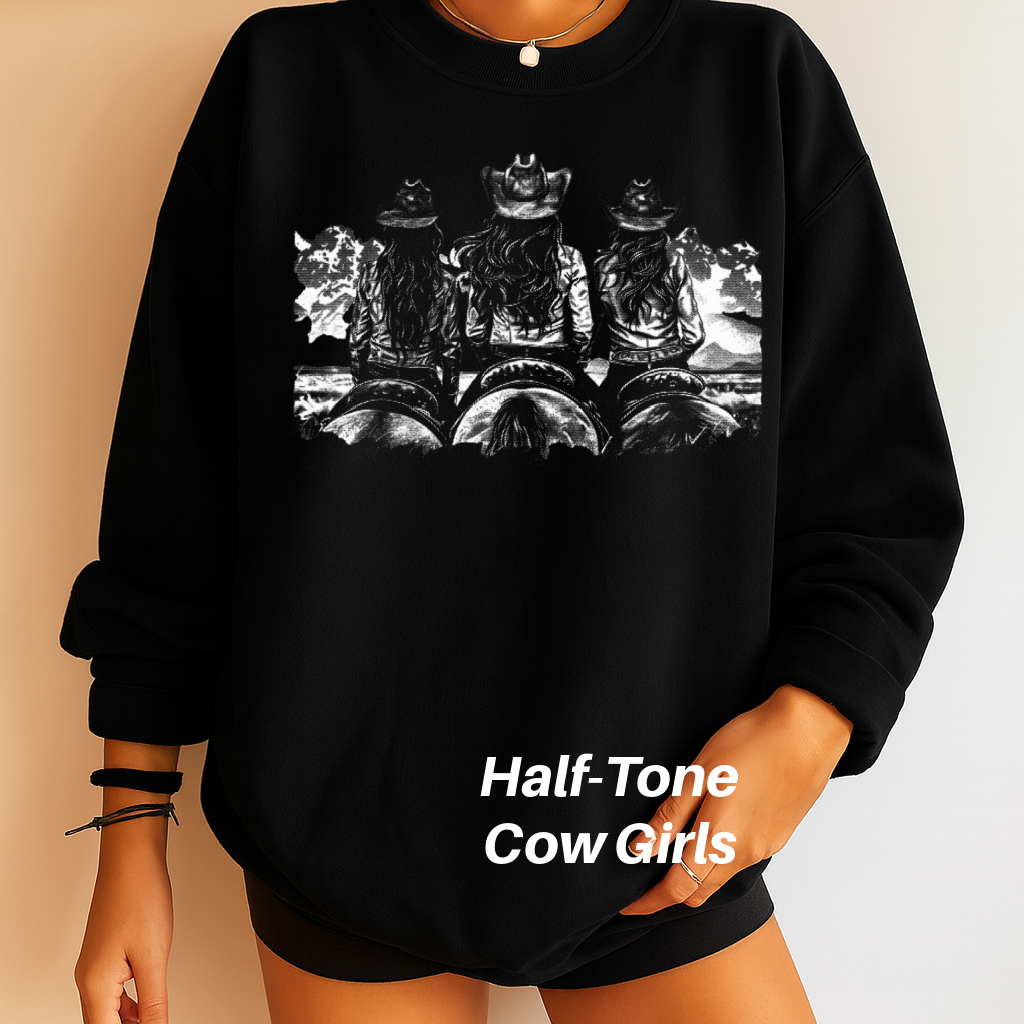 DTF Transfer Halftone Cowgirls Western Rodeo