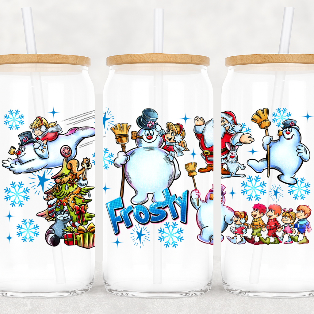 Frosty & Friends UV DTF Cup Wrap – Vintage Christmas Cartoon Edition