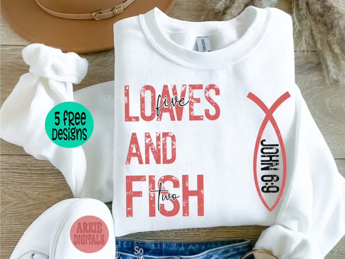 Sweatshirt Crew Hoodie Or T-Shirt Happy Valentines Loaves And FIsh John 6:9 .