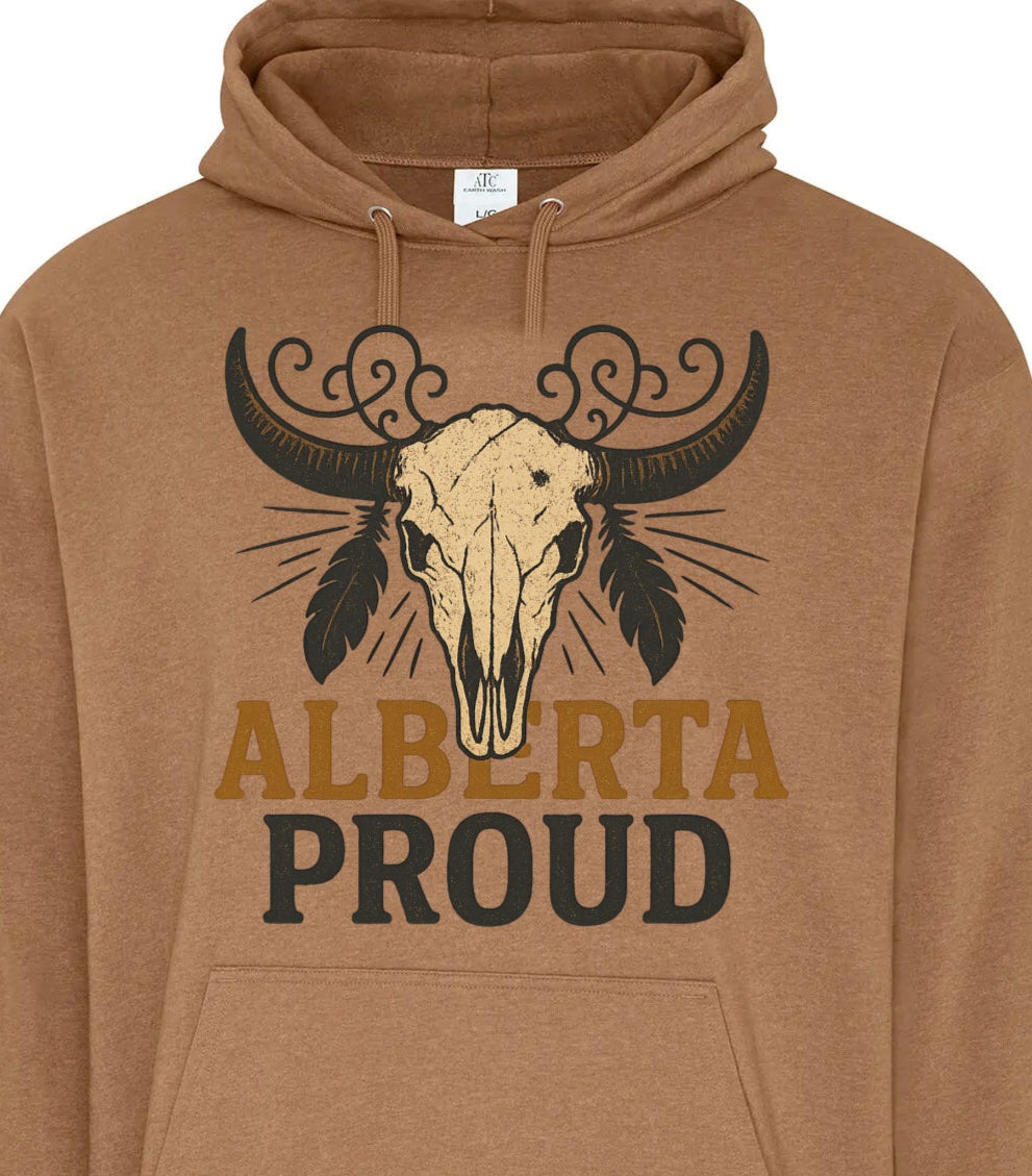 DTF Transfer Alberta Western Skull – Canadian Prairie Pride Design
