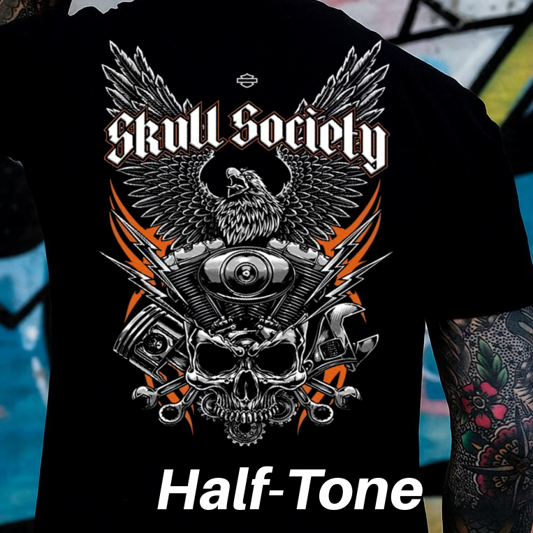 DTF Transfer Halftone Vintage Biker Old School Look