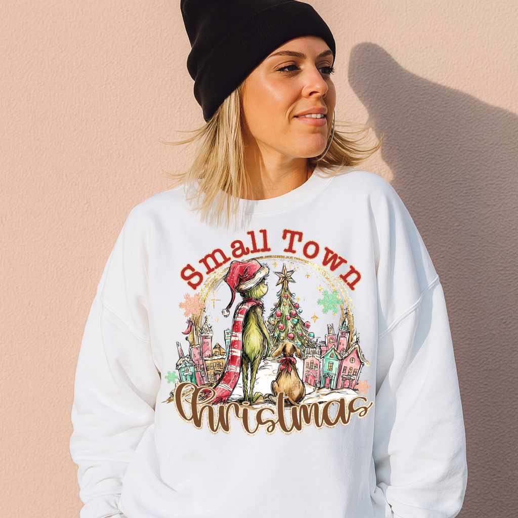 DTF Transfer Small Town Christmas Green Guy Holiday