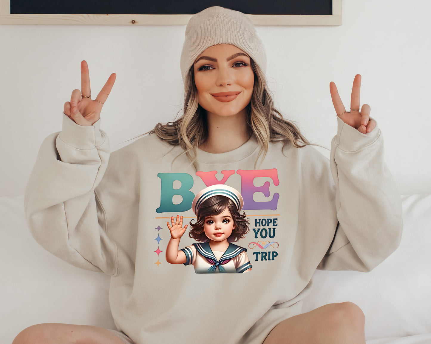 DTF Transfer Bye Hope You Trip Retro Sailor Girl Design