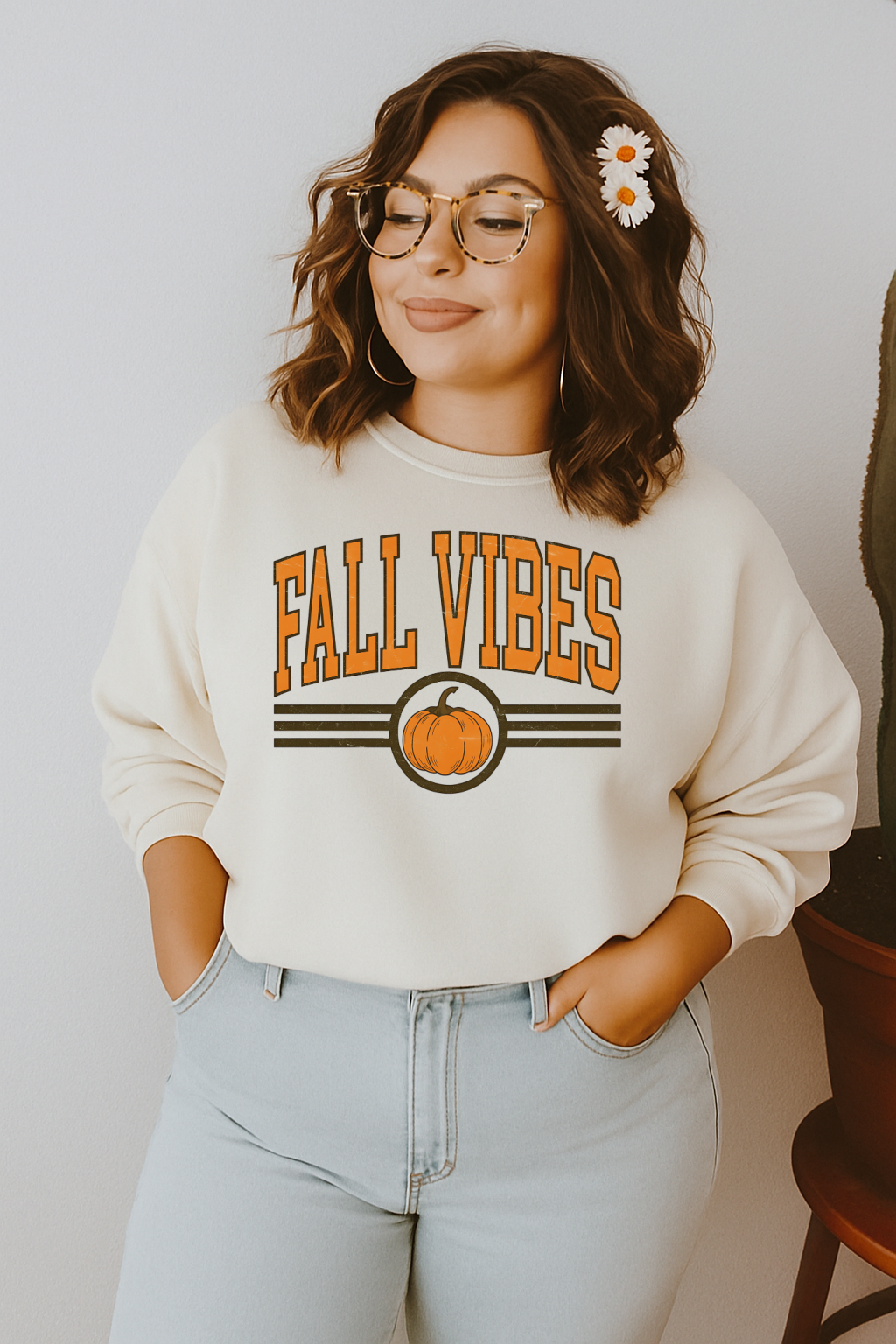 DTF Transfer Fall Vibes Pumpkin Sweatshirt – Cozy Autumn Graphic