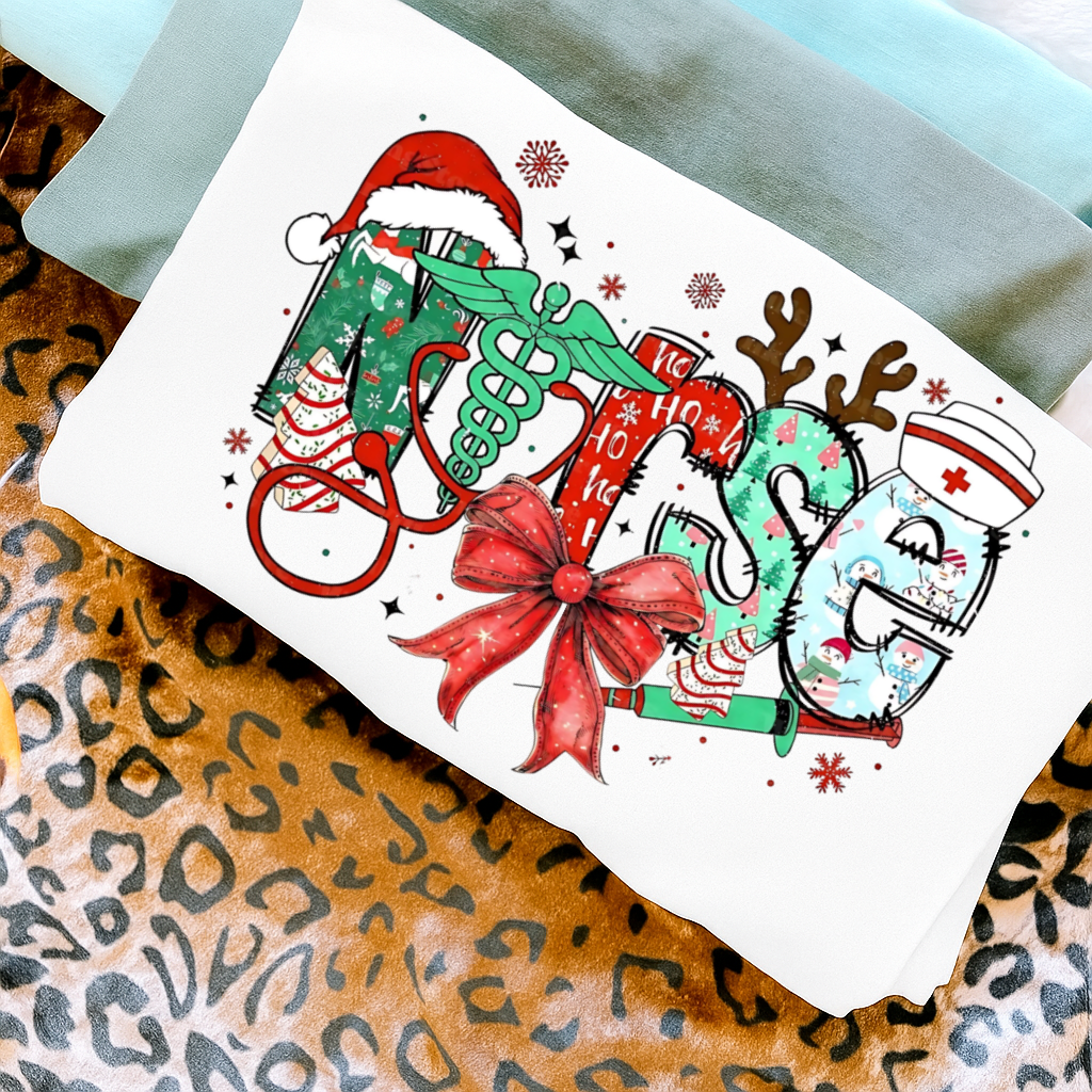 DTF Transfer Christmas Nurse Holiday Medical Design