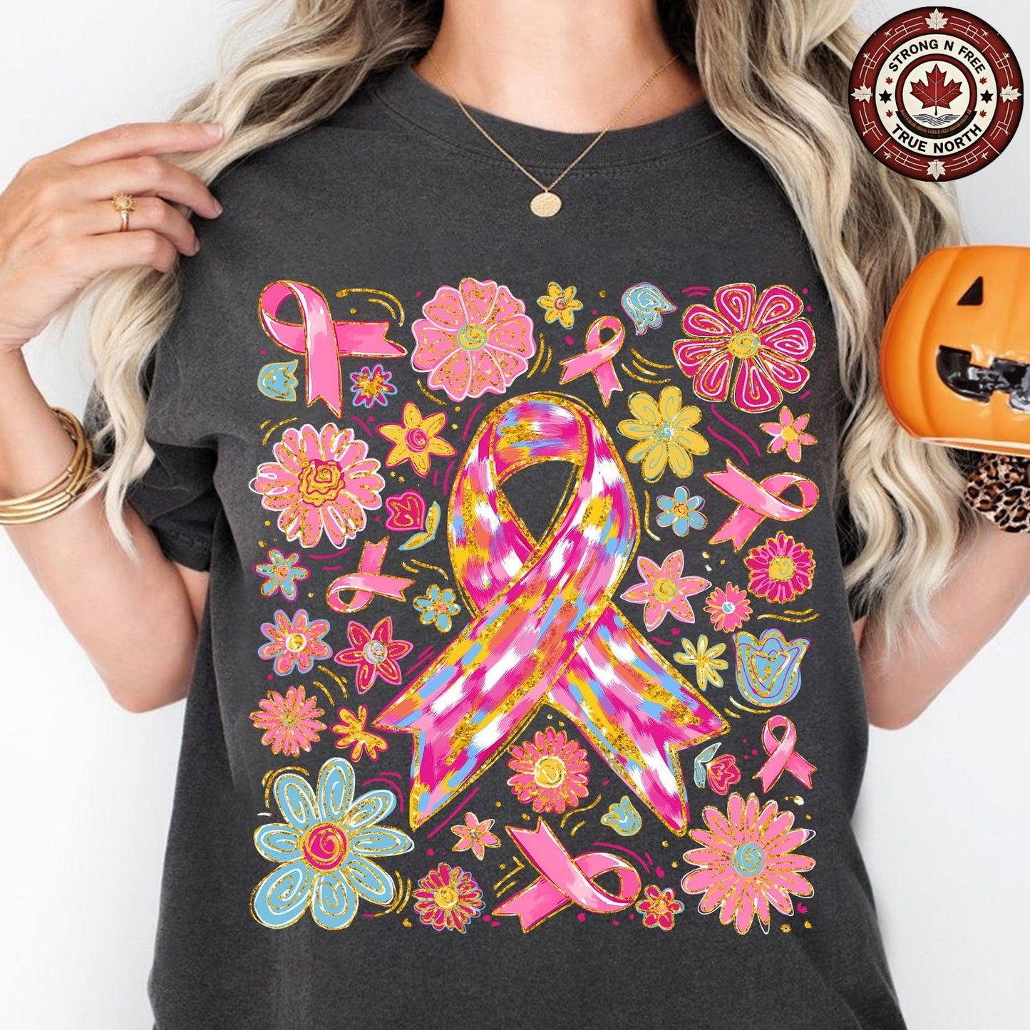 Boho Floral In October We Wear Pink ready-to-press DTF transfer photo 6
