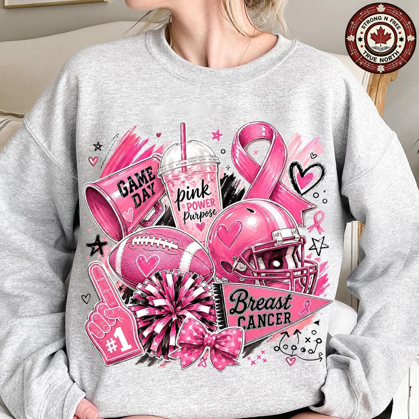 In October We Wear Pink Football Coquette Bow ready-to-press DTF transfer photo 6