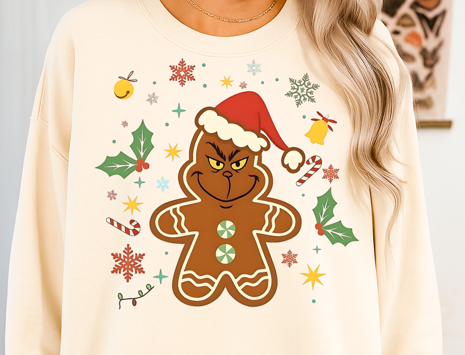 DTF Transfer Valentines – Green Guy Gingerbread Christmas