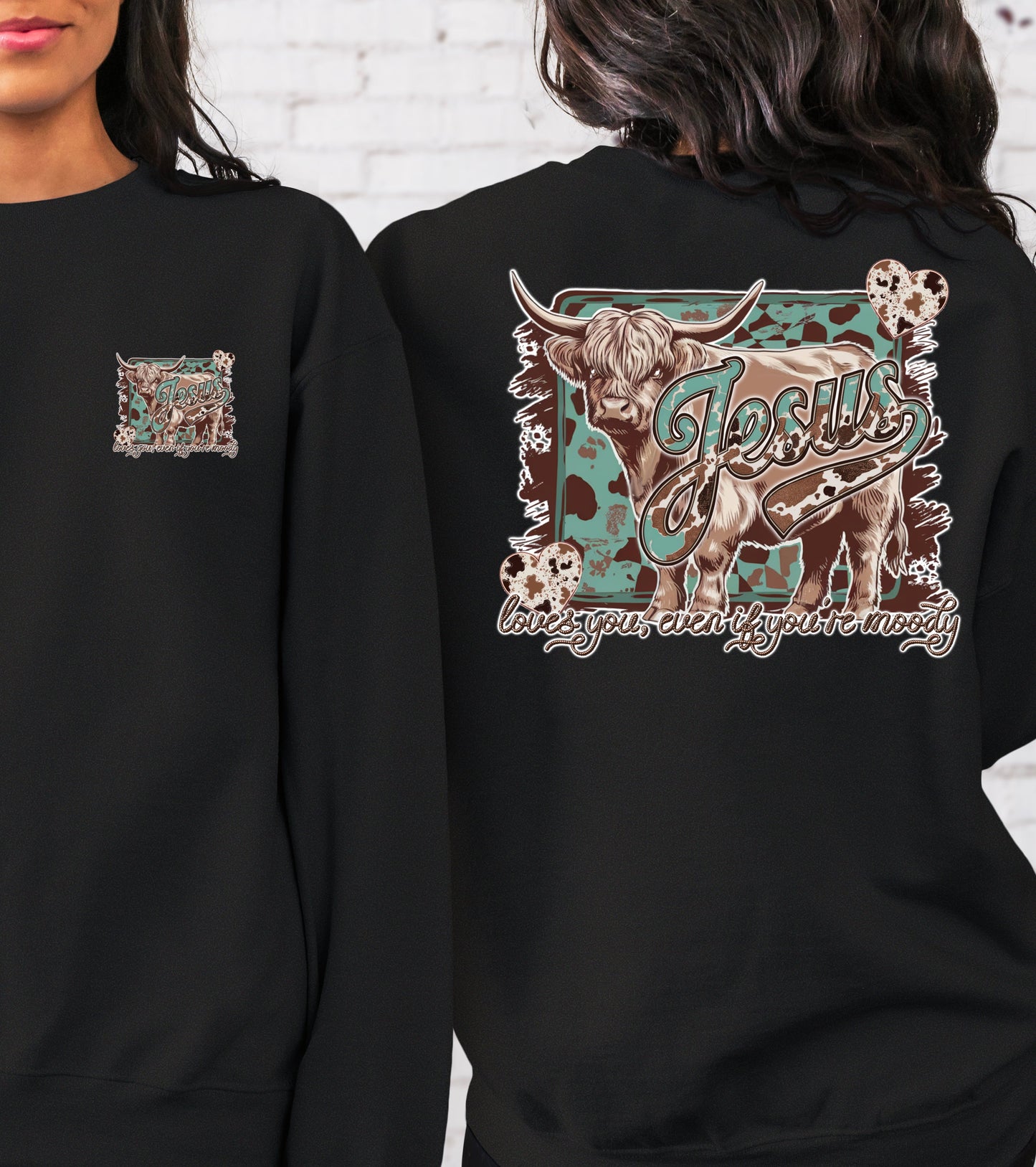 T-Shirt Sweatshirt Hoodie Jesus Loves You – Highland Cow Western Crewneck