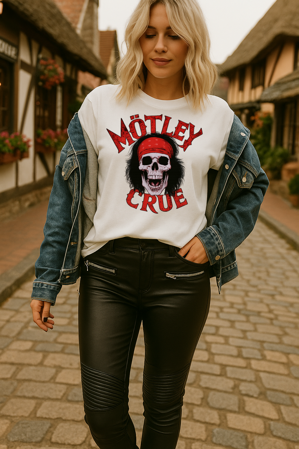 Crüe Red Bandana Skull DTF Transfer – Heavy Metal Heat