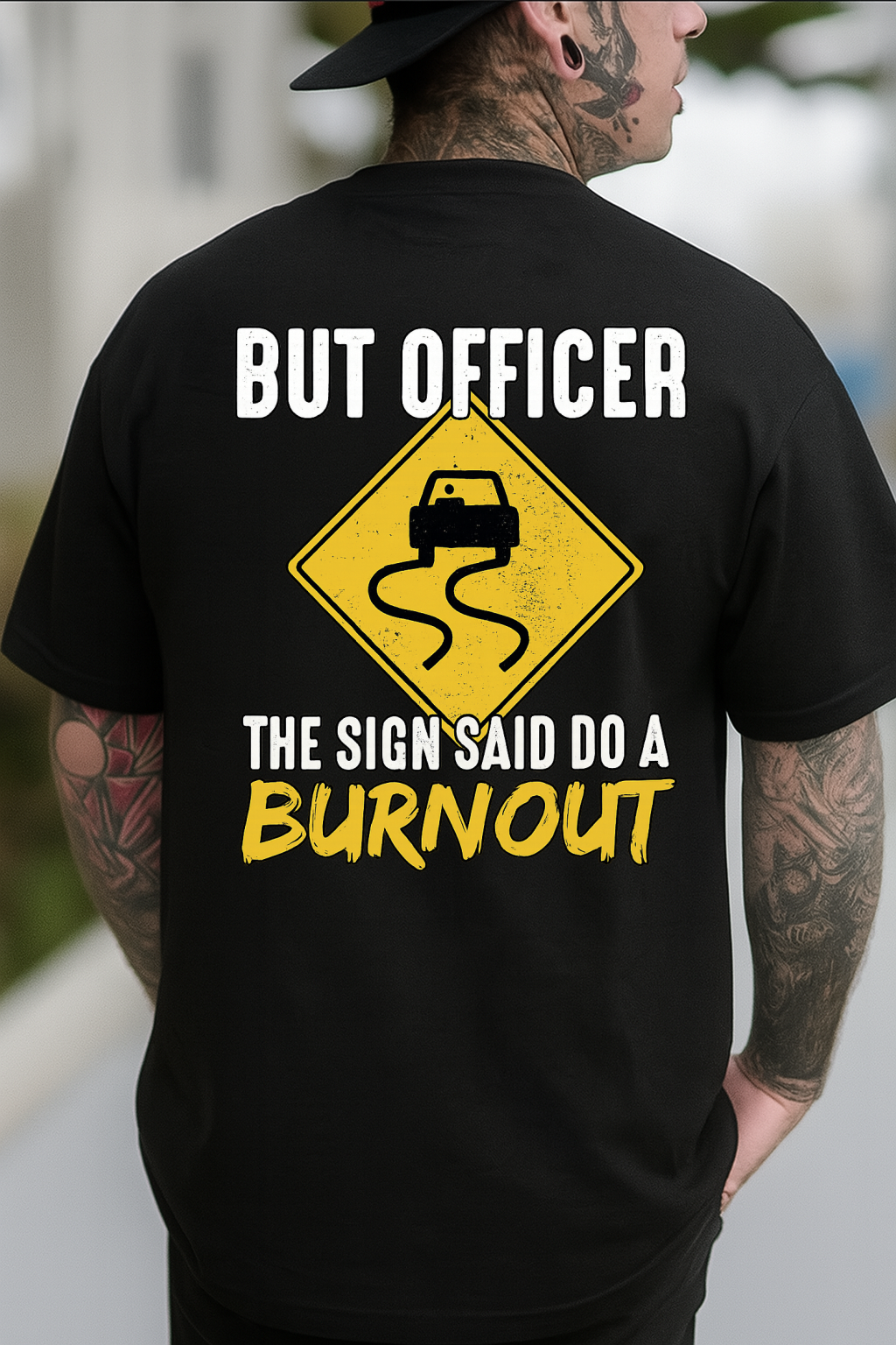 DTF Transfer But Officer Burnout – Funny Car Sign Parody Print