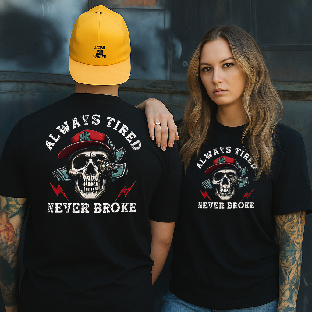 DTF Transfer Always Tired Never Broke Skull