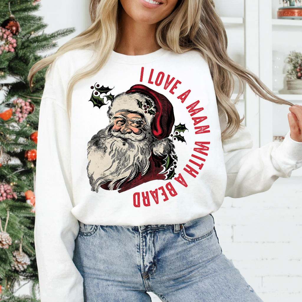DTF Transfer – I Love a Man with a Beard Santa