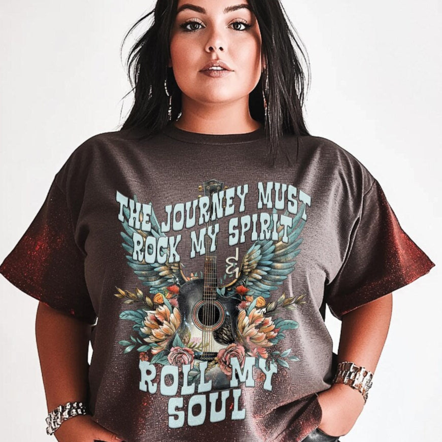 T-Shirt Sweatshirt Crew The Journey Must Rock My Spirit - Soulful Guitar Design