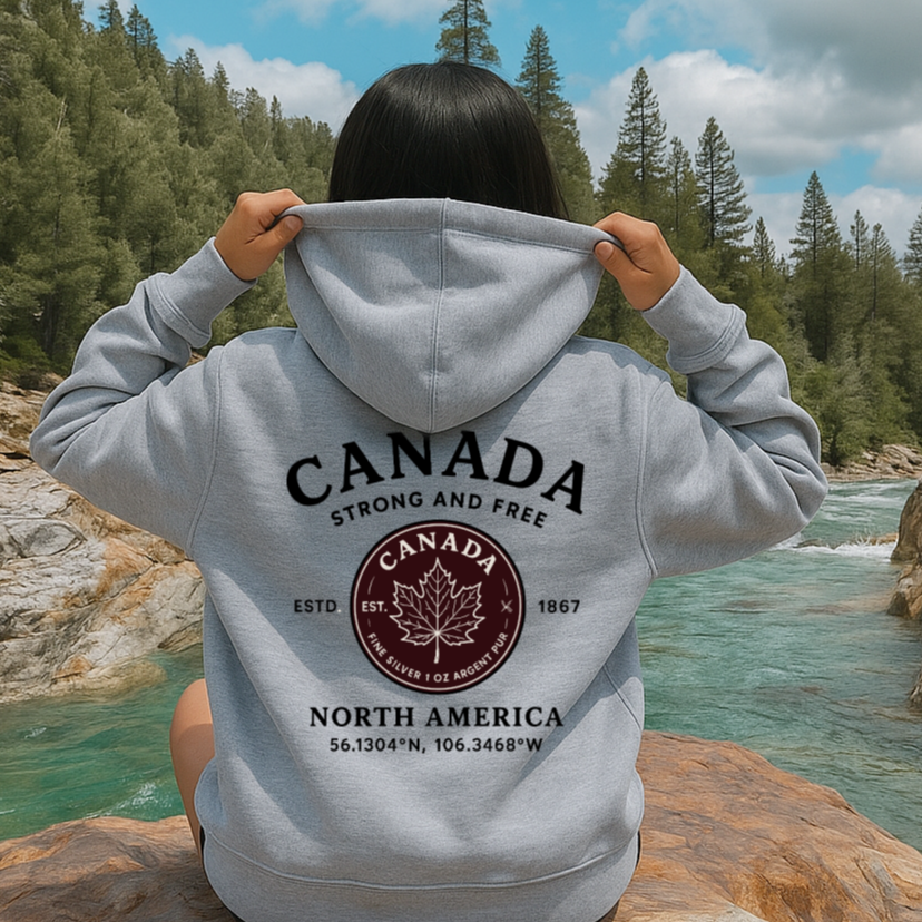 T-Shirt Hoodie Crewneck Canada Strong and Free – Maple Coin Garment Design
