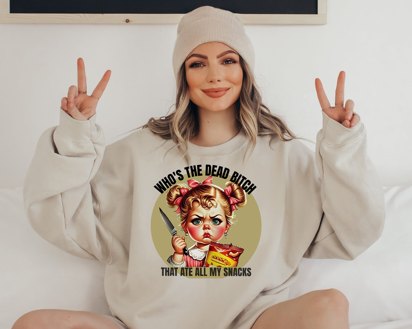 DTF Transfer Who's the Dead Bitch That Ate All My Snacks Funny Retro Design