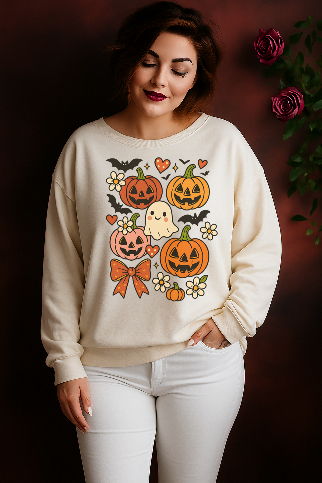 DTF Transfer Pumpkin Patch Cutie – Pastel Halloween Ghost & Jack-o'-Lanterns