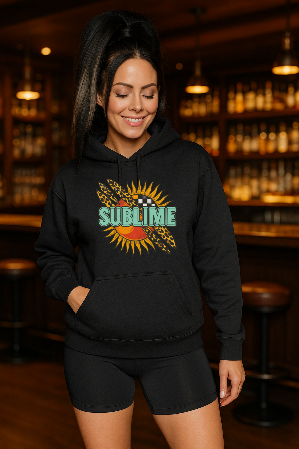 T-Shirt Hoodie Crewneck Sublime Sun – Retro Surf Leopard Checkerboard Concert Design