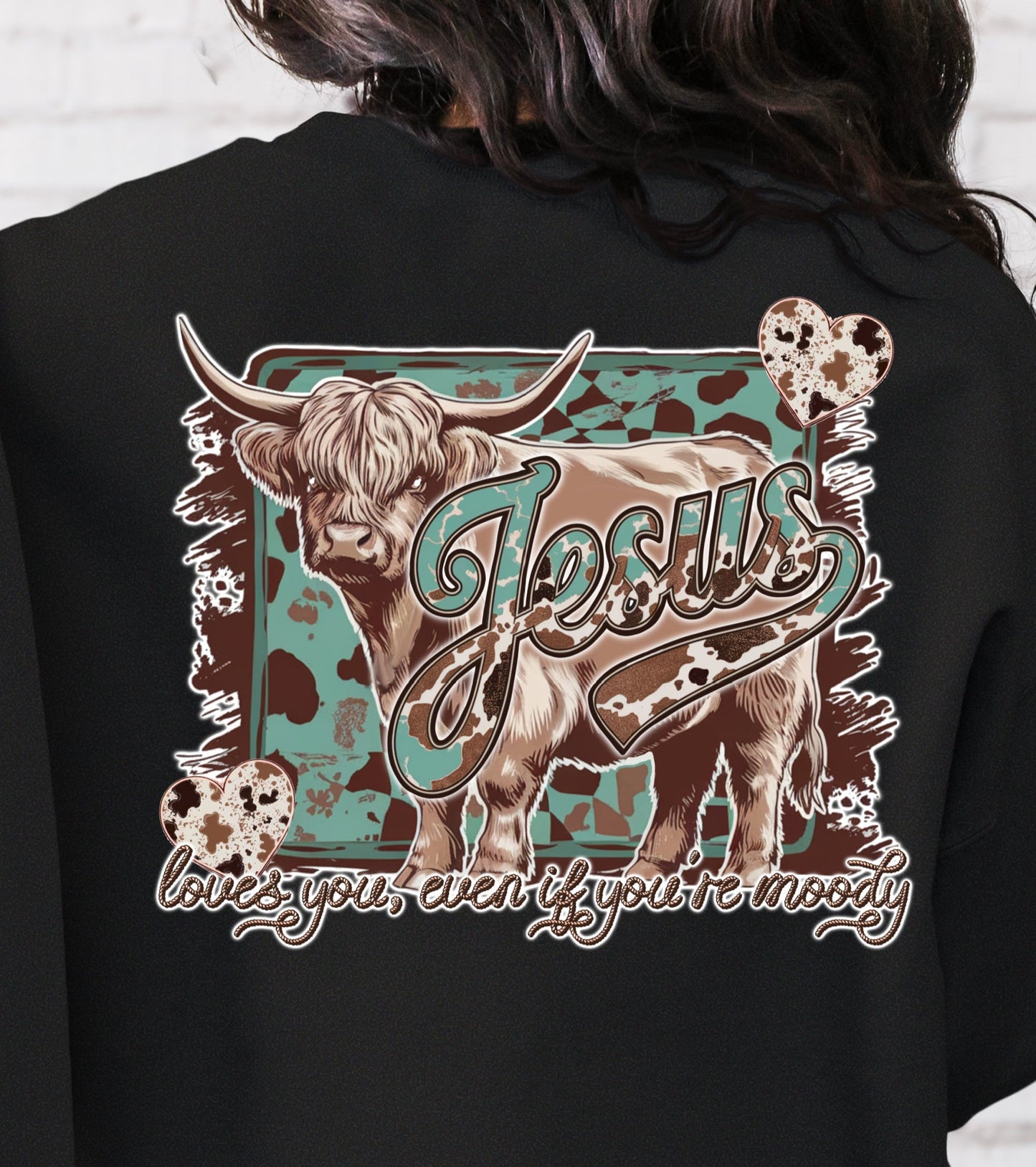 T-Shirt Sweatshirt Hoodie Jesus Loves You – Highland Cow Western Crewneck
