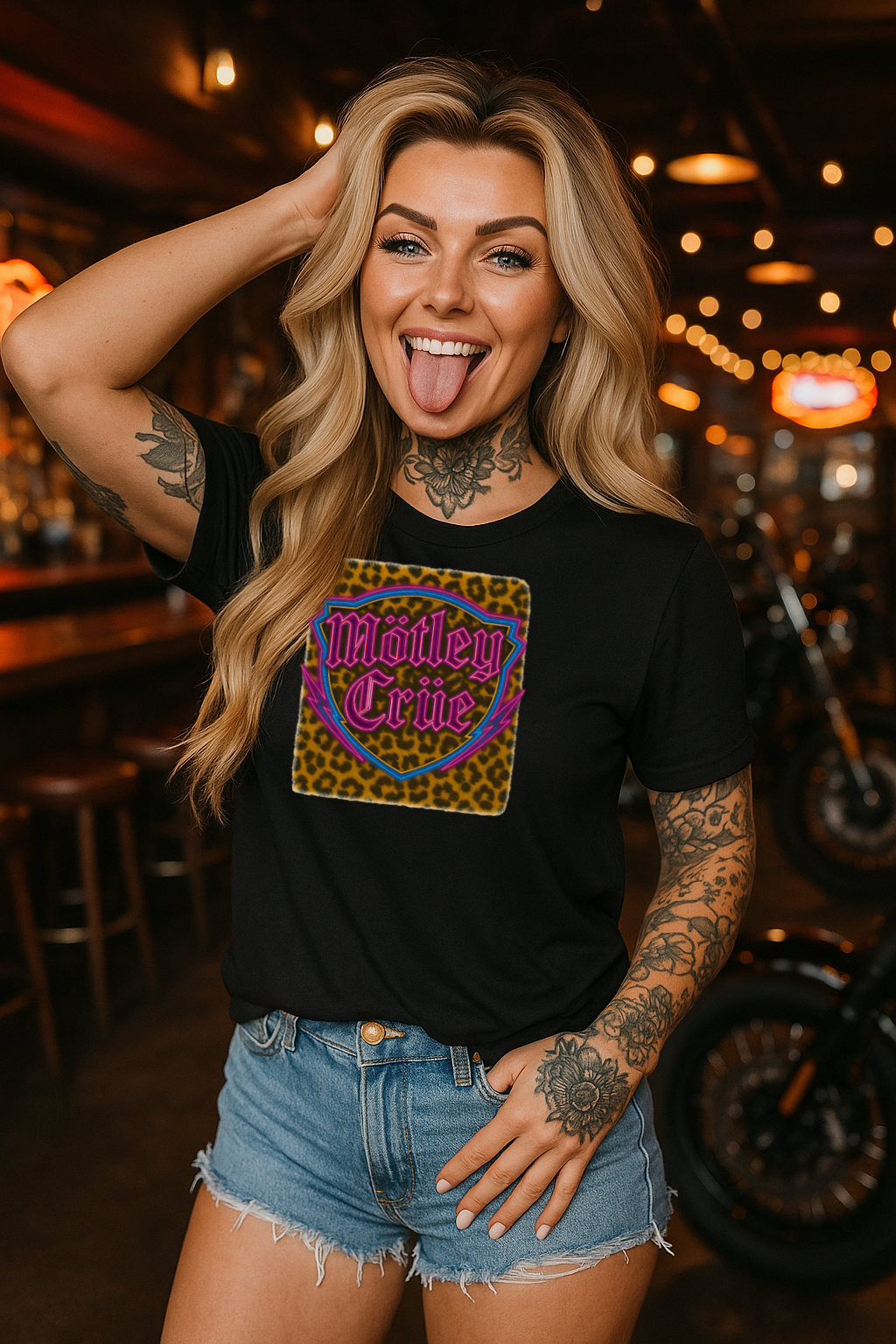 T-Shirt Or Crewneck Hoodie – MötleyCrüe Leopard Print Retro Rock Band Design