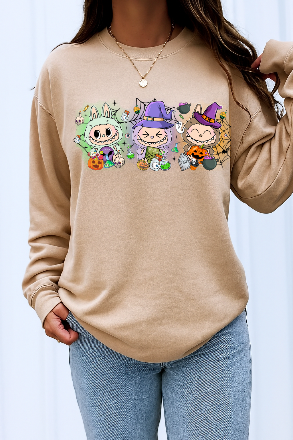 DTF Transfer Cute Halloween Witch Kawaii Characters Cauldron Potion Design