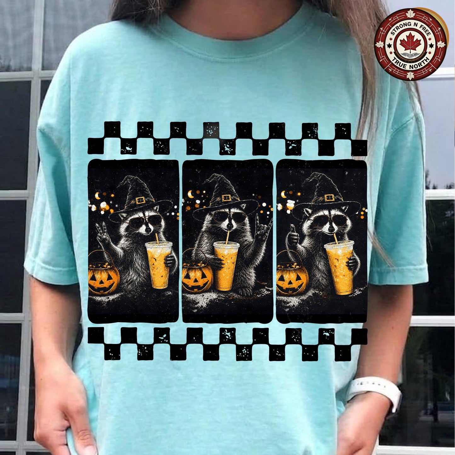 Spooky Season , Halloween Trash Panda Design, Funny Raccoon Witch Graphic, ready-to-press DTF transfer photo 6