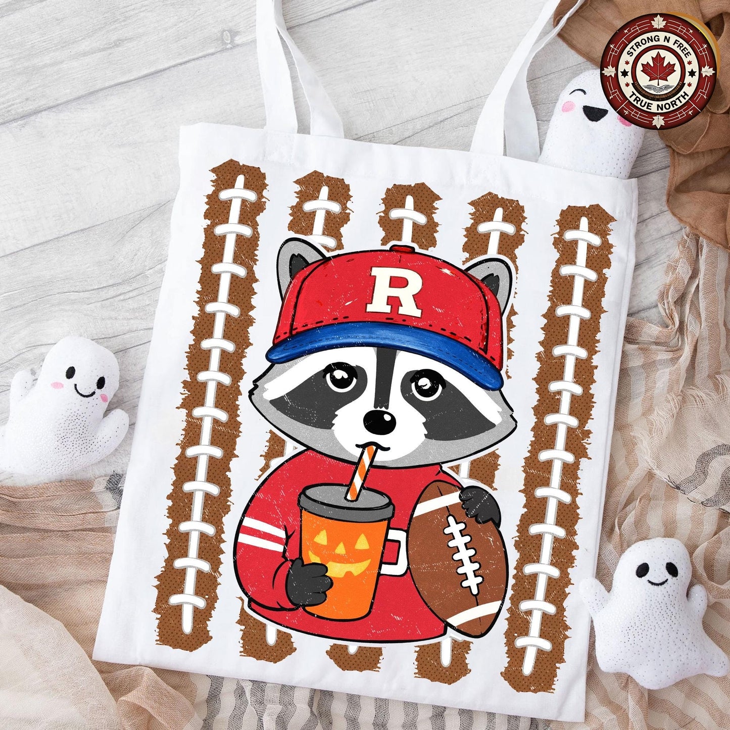 Football Raccoon , Fall Football Design, Pumpkin Latte Raccoon Graphic, Cute ready-to-press DTF transfer photo 6