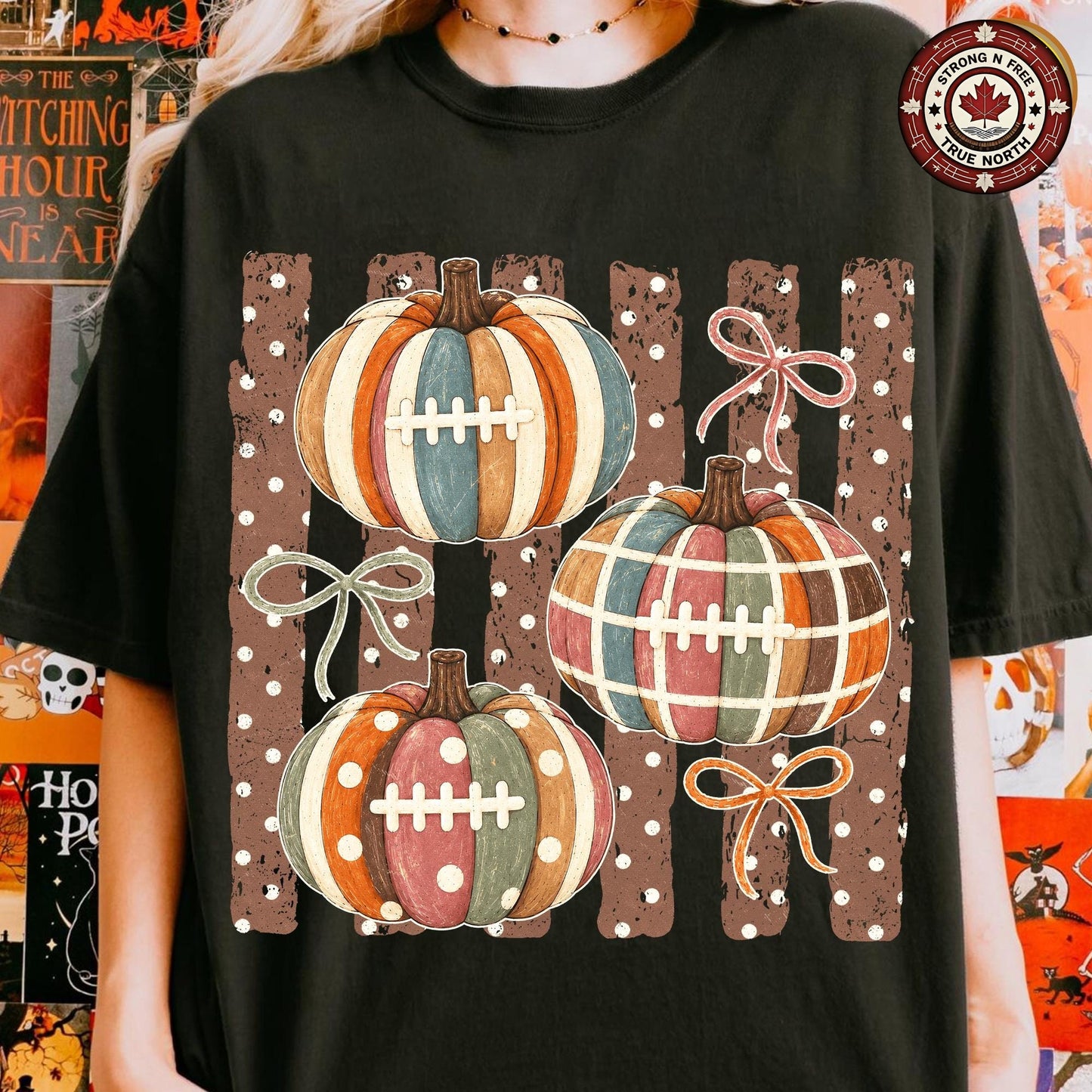 Vintage Football Fall , Pumpkin Football Shirt Design, Game Day , Autumn ready-to-press DTF transfer photo 6