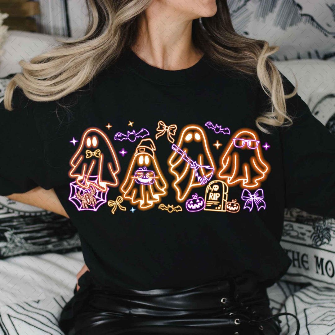 DTF Transfer – Coquette Halloween Neon – Halloween Ghost Neon – Design 3