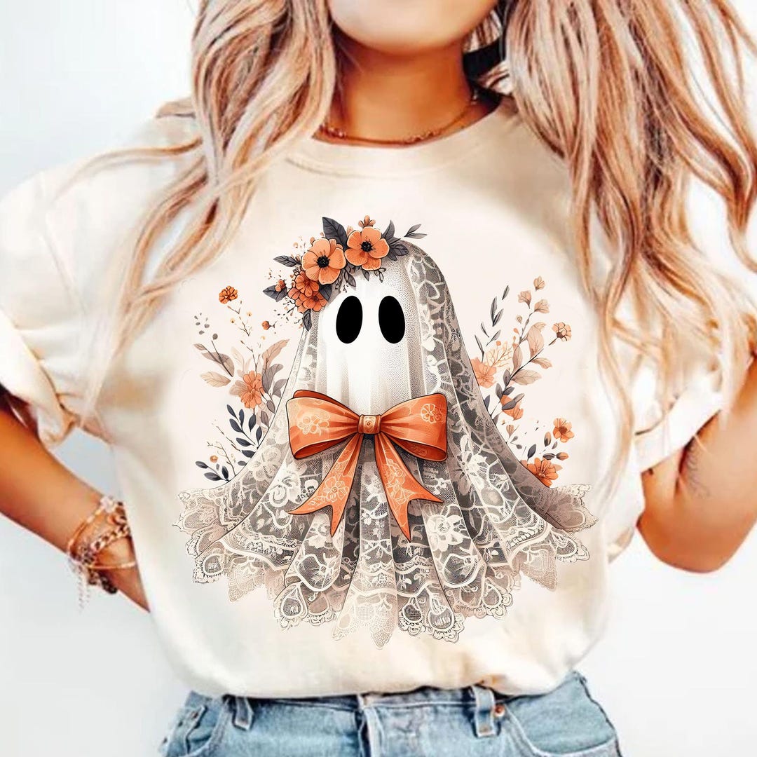 DTF Transfer – Halloween Lace Ghost – Spooky Coquette – Design 3