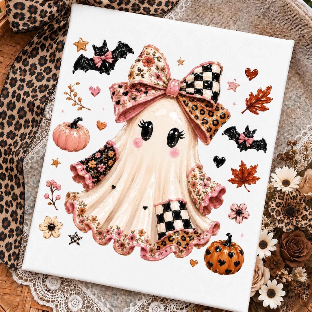 DTF Transfer – Coquette Ghost – Preppy Ghost Coquette
