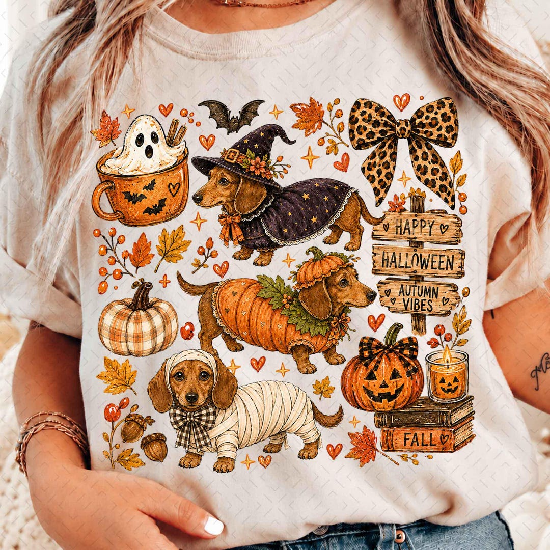 DTF Transfer – Coquette Halloween Dachshund