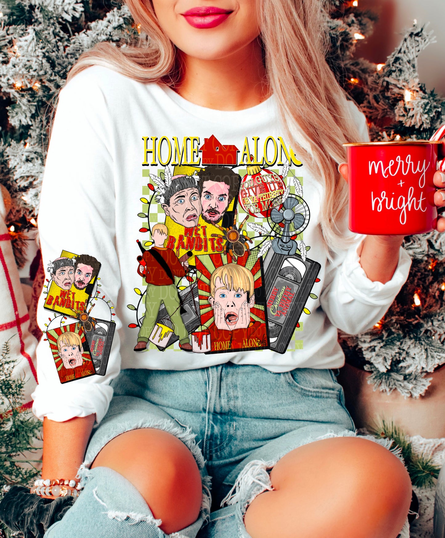 DTF Transfer Christmas Home Alone Parody w/ Sleeve Print Offered