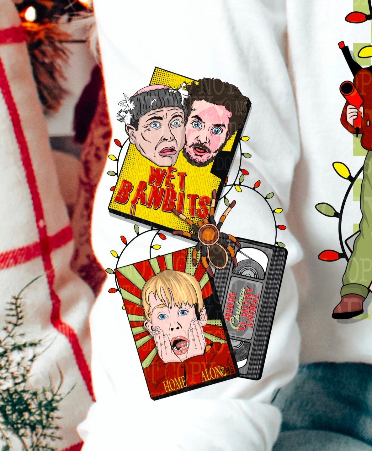 DTF Transfer Christmas Home Alone Parody w/ Sleeve Print Offered