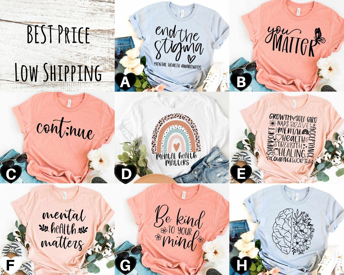 DTF Transfer mental Heath Jumbo Transfers offered 8 Designs
