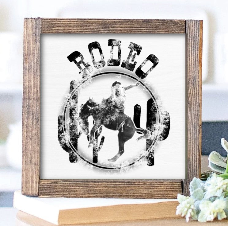 Rustic Framed Wooden 7" & 13" Rodeo