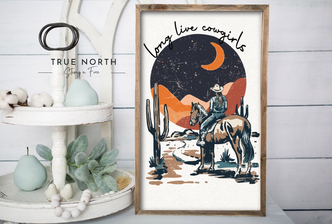 Copy of Rustic Framed Wooden 7"x13" Long Live Cowgirls