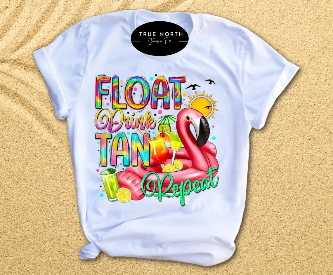 DTF Transfer Summer Float Drink Tan Repeat / Jumbo Size Offered