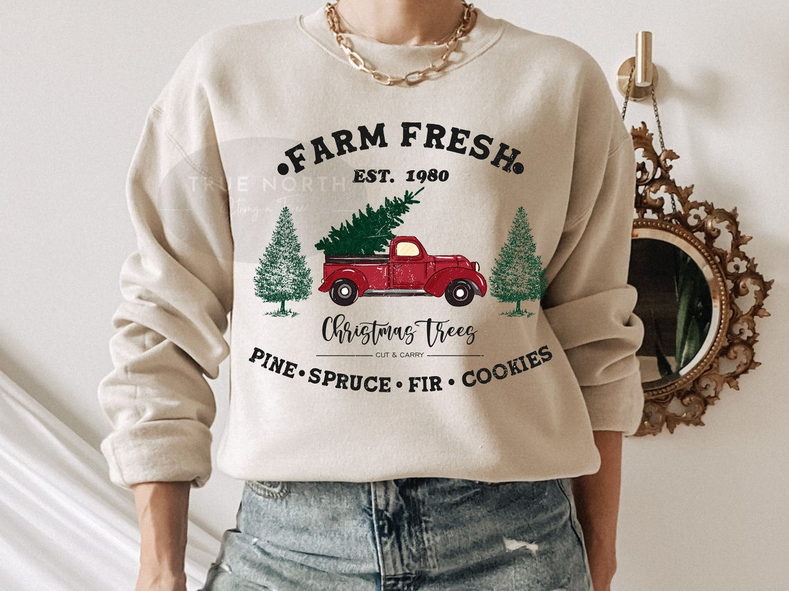 DTF Transfer Christmas Farm Fresh Christmas Trees