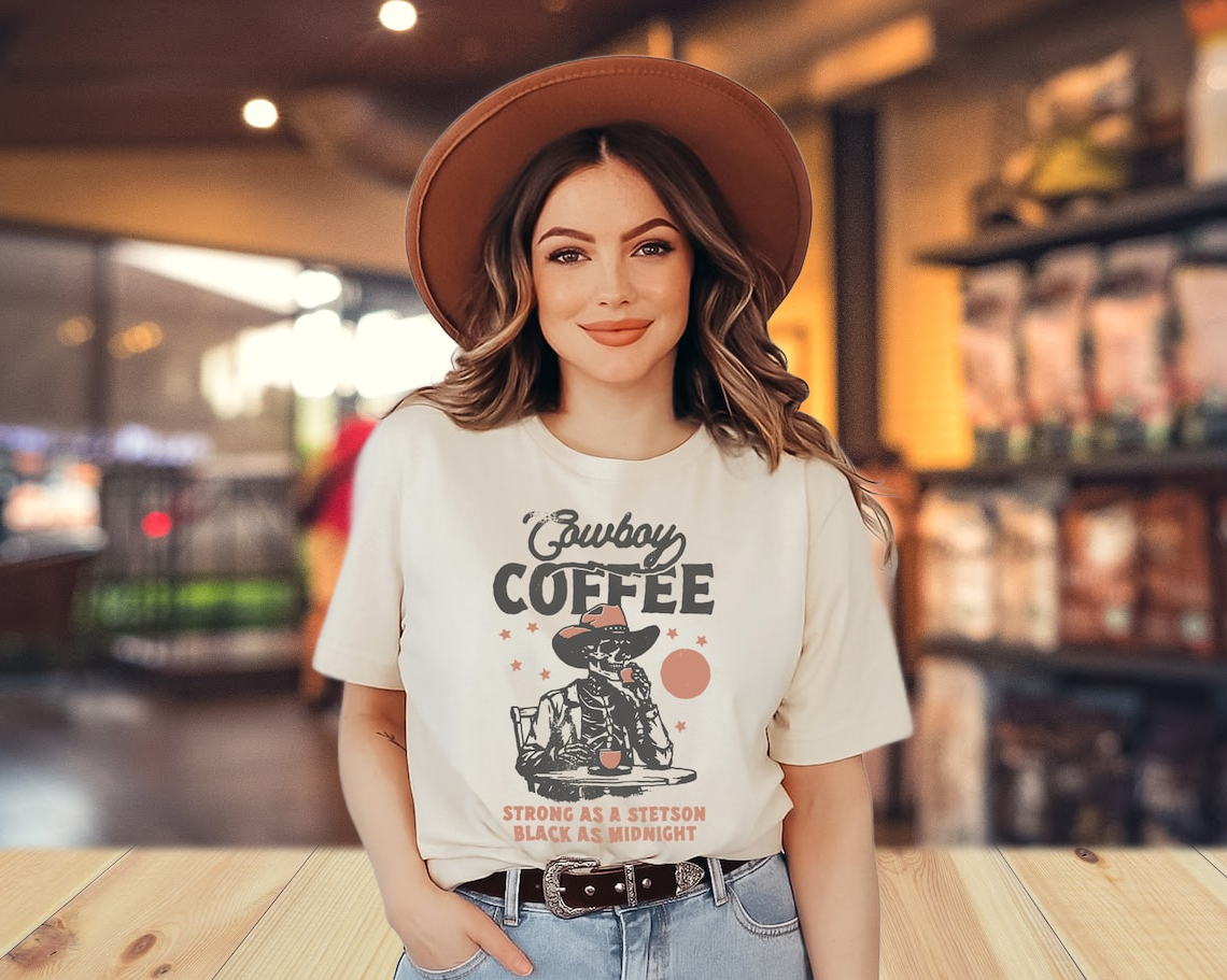 DTF Transfer Western Style Cowboy Coffee