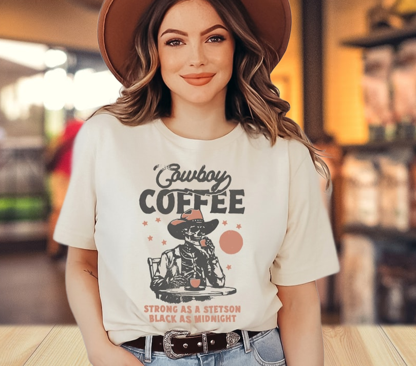 DTF Transfer Western Style Cowboy Coffee