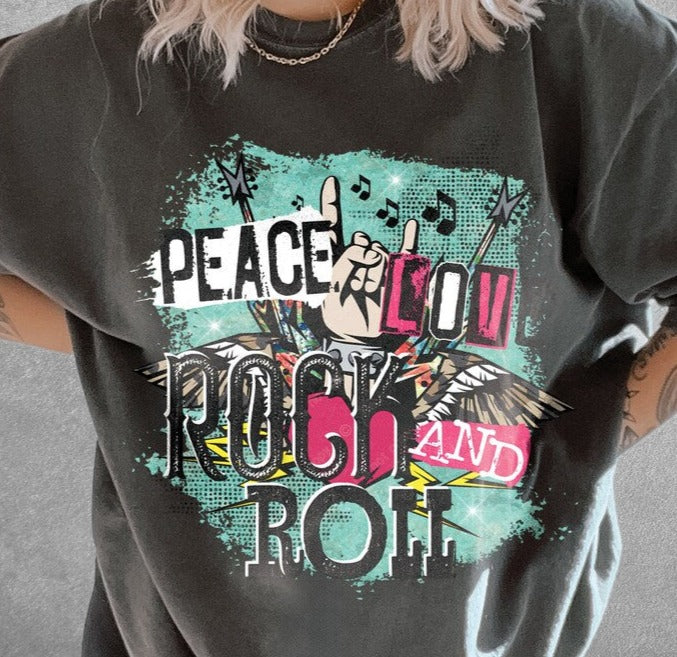 DTF Transfer Vintage - Peace Love And Rock N Roll