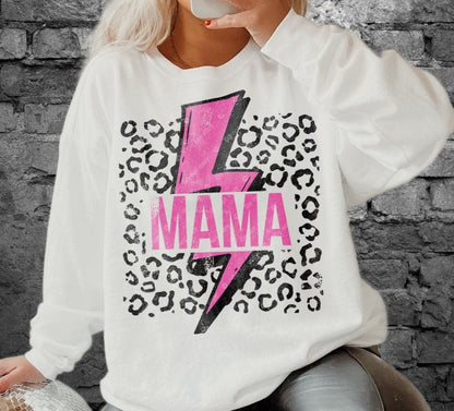 T-Shirt Or Sweatshirt Mama Lighting Bolt Pink