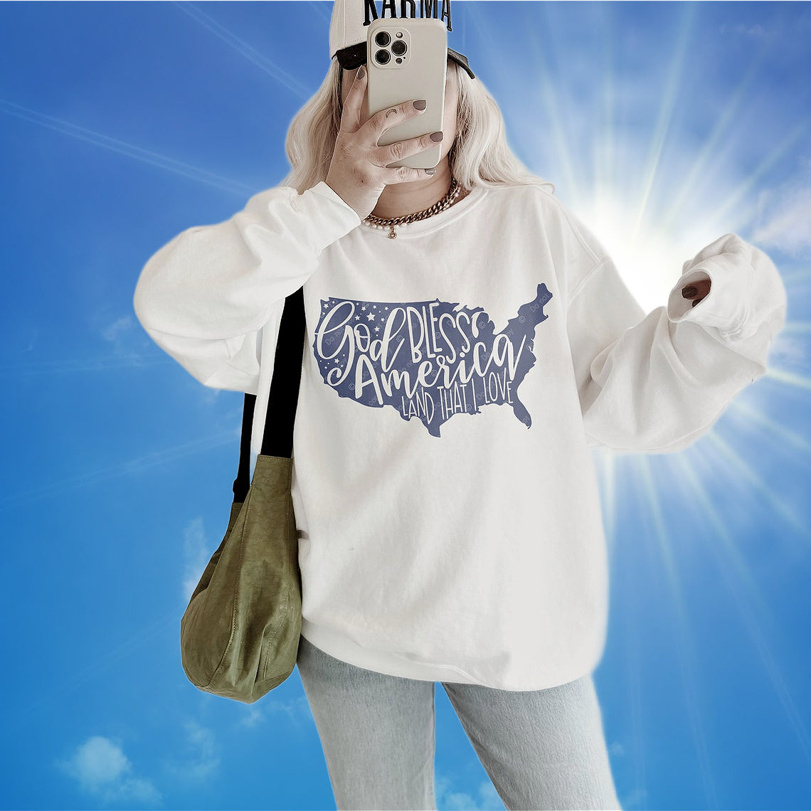 God Bless America T-Shirt or Sweatshirt - Patriotic Apparel for Men and Women