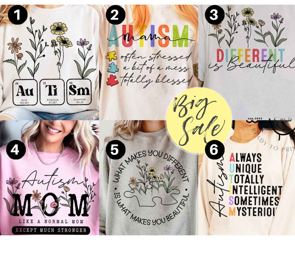 DTF Transfer Autism Awareness 6 Designs Bundle