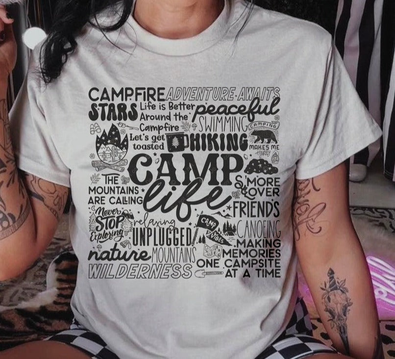 Rustic Camp Life T-Shirt Tee Sweatshirt for Summer - Perfect for Outdoor Adventures Available in Multiple Sizes
